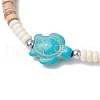 Natural Coconut with Synthetic Turquoise Beads Stretch Bracelets for Men Women BJEW-JB11739-02-3