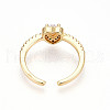 Brass Micro Pave Clear Cubic Zirconia Cuff Rings for Women KK-T074-13G-3