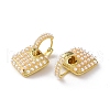 Plastic Imitation Pearl Beaded Square Dangle Hoop Earrings EJEW-M215-03G-3