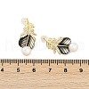 Feather Brass Clear Cubic Zirconia Stud Earrings KK-D301-12G-3