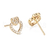 Heart Sparkling Cubic Zirconia Stud Earrings for Girl Women EJEW-H126-20G-2