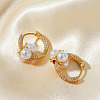 Brass Imitation Pearl Square Hoop Earrings ZE1416-1-3
