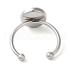 Non-Tarnish 304 Stainless Steel Open Cuff Ring Components X-STAS-I306-05C-P-4