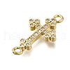 Brass Clear Cubic Zirconia Cross Connector Charms ZIRC-I070-037G-2