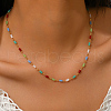 Geometric Brass Glass Column Link Chain Necklaces for Women Casual Vacation Jewelry BU2743-2