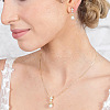 Round Brass Micro Pave Clear Cubic Zirconia with Plastic Pearl Pendant Necklace & Stud Dangle Earring FS-WG1CF3E-01-2
