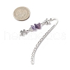 Natural Rose Quartz & Green Aventurine & Amethyst & Red Agate Chips & Alloy Clover Charms Bookmarks AJEW-JK00362-3