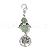 Angel Natural Green Aventurine Beads & Alloy Tree Pendant Decorations HJEW-JM03075-3