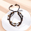 Adjustable Natural Tiger Eye & Hematite Braided Bead Bracelets BJEW-U035-01B-2
