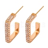 Rectangle Brass Micro Pave Clear Cubic Zirconia Stud Earrings EJEW-K300-30G-4