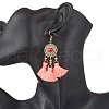 304 Stainless Steel Polycotton Tassel Chandelier Earrings EJEW-JE06452-01-3