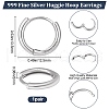 Beebeecraft 1 Pair 999 Fine Silver Huggie Hoop Earrings EJEW-BBC0001-39A-2