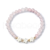 Natural Rose Quartz Round Beaded Bracelets BJEW-JB09878-01-1