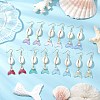 7 Pairs Natural Cowrie Shell Glass Dangle Earrings EJEW-JE06385-1