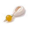 Natural Cowrie Shell & Natural Dyed Malaysia Jade Round Pendants PALLOY-JF03832-01-5
