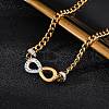 304 Stainless Steel with Polymer Clay Rhinestones Infinity Pendant Necklaces for Women NJEW-Z065-04G-2