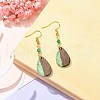 Resin & Walnut Wood Teardrop Dangle Earrings EJEW-JE05445-01-3