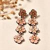 304 Stainless Steel Flower Dangle Stud Earrings EJEW-M074-05P-4