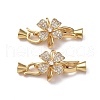 Rack Plating Flower Brass Pave Clear Cubic Zirconia Fold Over Clasps KK-E080-01G-2