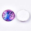 Starry Sky Pattern Printed Glass Cabochons GGLA-N004-25mm-D78-2