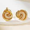 French Style Brass Clear Cubic Zirconia Swirl Stud Earrings HY3681-2-2