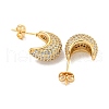 Teardrop Brass Pave Clear Cubic Zirconia Stud Earrings EJEW-M258-67G-2