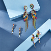 FIBLOOM 3 Pairs 3 Style Rhinestone Parrot Dangle Stud Earrings with Alloy Pins EJEW-FI0003-22-5