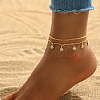 Brass Beach Daisy Flower Tassel Double Layer Anklets for Women's Vacation Date Gift AN0385-2-1