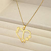 201 Stainless Steel Flower Heart Initial Pendant Necklaces for Women FS-WG08285-02-1