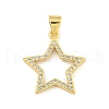 Star Rack Plating Brass Micro Pave Clear Cubic Zirconia Pendants KK-Z053-07G-1