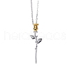 Stainless Steel Rose Pendant Necklaces PW-WGA520B-01-1