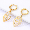 Exquisite Stainless Steel Hollow Leaf Hoop Earrings XH0192-3