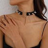 Spiked Rivet Alloy Heart Link PU Leather Choker Necklaces for Women FS-WGC3189-01-3