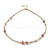 Natural Pearl & Agate & Strawberry Quartz Beaded Necklaces NJEW-M214-06G-1