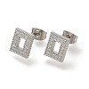 304 Stainless Steel Micro Pave Clear Cubic Zirconia Stud Earrings EJEW-H018-03P-03-2