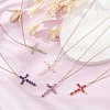 Natural Mixed Gemstone Beaded Cross Pendant Necklace NJEW-JN04357-6