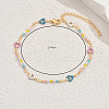 Bohemian Style Brass Enamel Heart & Porcelain Colorful Beaded Anklets for Women Vacation Beach DX4433-3