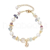 Natural Fluorite & & Quartz Crystal Chip Beaded Bracelsets BJEW-JB11917-02-2
