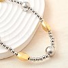 Two Tone Brass Round and Oval Beaded Necklaces NJEW-D314-08PG-2