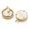 Brass Cubic Zirconia  with Shell Pendants KK-Z027-10G-2