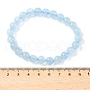 Natural Aquamarine Round Bead Stretch Bracelets for Men Women BJEW-U034-01C-01-5