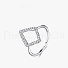 Rhombus 925 Sterling Silver Micro Pave Clear Cubic Zirconia Finger Rings for Women FS-WGB12EE-03-4