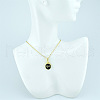 Brass Enamel Faith Fe Oval Pendant Necklaces with Clear Cubic Zirconia for Women FS-WGC0F61-05-2