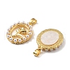 Flower Brass Pave Natural White Shell Oval with Rose Flower Pendants KK-M325-01G-2