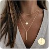 3Pcs Simple Style Brass Coin Letter Rectangle Pendant 3 Layer Necklaces FS-WG4BDA4-48-1