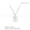 Stylish Stainless Steel Flat Round Gemini Zodiac Pendant Necklaces for Women's Daily Wear UA3158-2-2