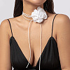 Retro Cloth Rose Flower Waxed Cord Wrap Choker Necklaces for Women WG01AE5-08-1