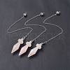 Natural Rose Quartz Pointed Dowsing Pendulums AJEW-B020-05P-07-1