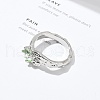 Horse Eye Glass Cubic Zirconia Cuff Rings RJEW-G337-17P-3