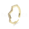 Wave Rack Plating Brass Micro Pave Clear Cubic Zirconia Open Rings RJEW-D020-06G-1
